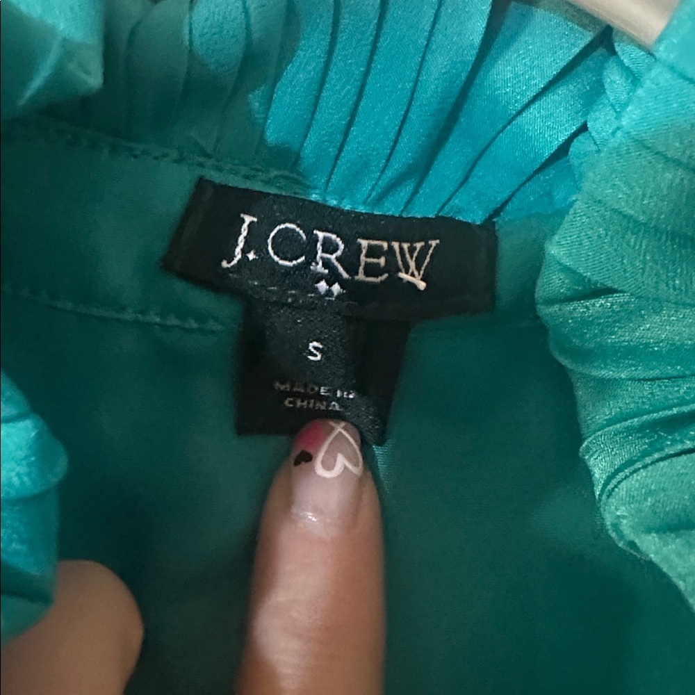 J. Crew Turquoise Ruffle Blouse - Picture 4 of 6